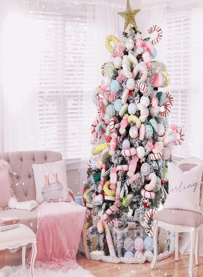 KIMI HOUSE 6Pcs 3.4inch Christmas Dessert Donut Candy Land Ornaments Decoraion,Hanging Candy Cane Crafts for Xmas Tree Décor,Ideal for Xmas, New Year, Birthdays, Weddings & Home Parties - Image 4